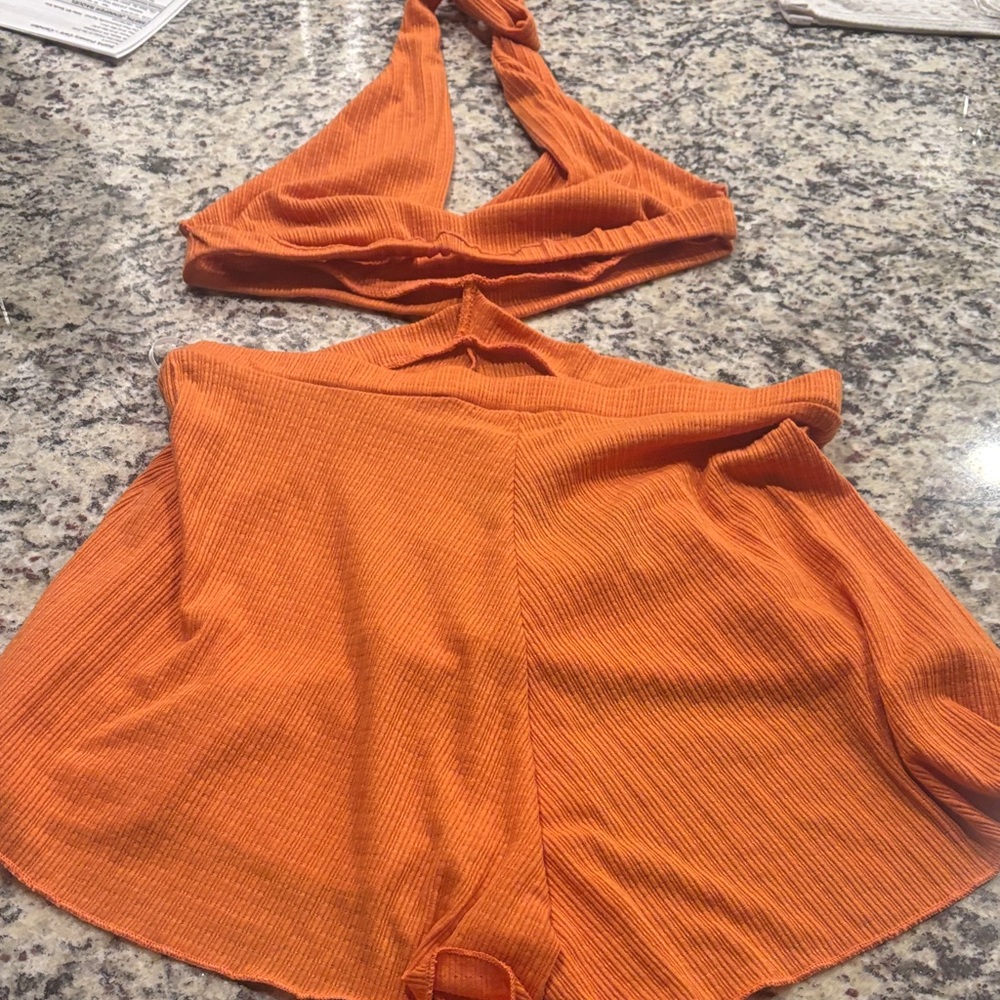 Lulu's Vibrant Orange Knit Romper - Picture 4 of 4